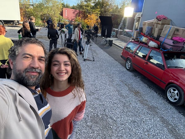 outside filming car scene experian ad